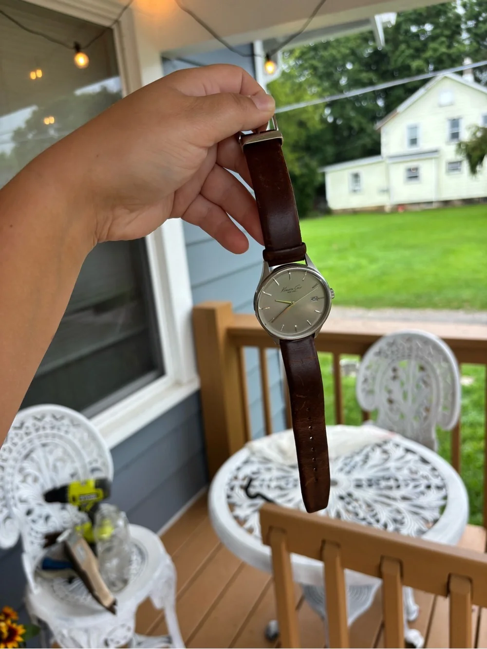 Kenneth Cole Classic Silver Dial Brown Leather Watch